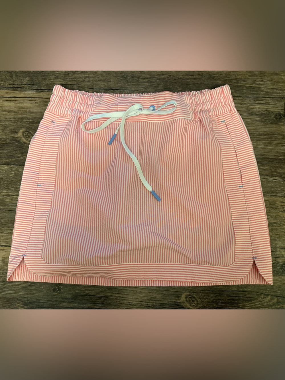 Vineyard Vines Harbor Pink and White Striped Drawstring Skirt